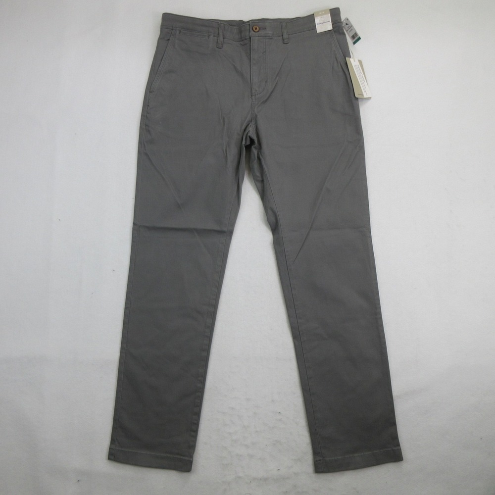 Tommy Bahama Men Pants 35x32 Chino Boracay Island Flat Front Gray Stretch New